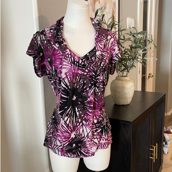 Worthington Tops - Flirty Bold Indie Flowy Pink Tie-Dye Tee